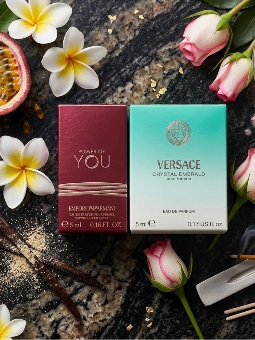 🆕 Power Of You by Giorgio Armani and Crystal Emerald by Versace mini perfumes